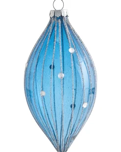 New Beliani Set di 35 palline decorative SNOWFALL Vetro Blu Argento Bianco Blu