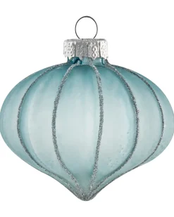 New Beliani Set di 35 palline decorative SNOWFALL Vetro Blu Argento Bianco Blu