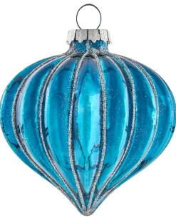 New Beliani Set di 35 palline decorative SNOWFALL Vetro Blu Argento Bianco Blu