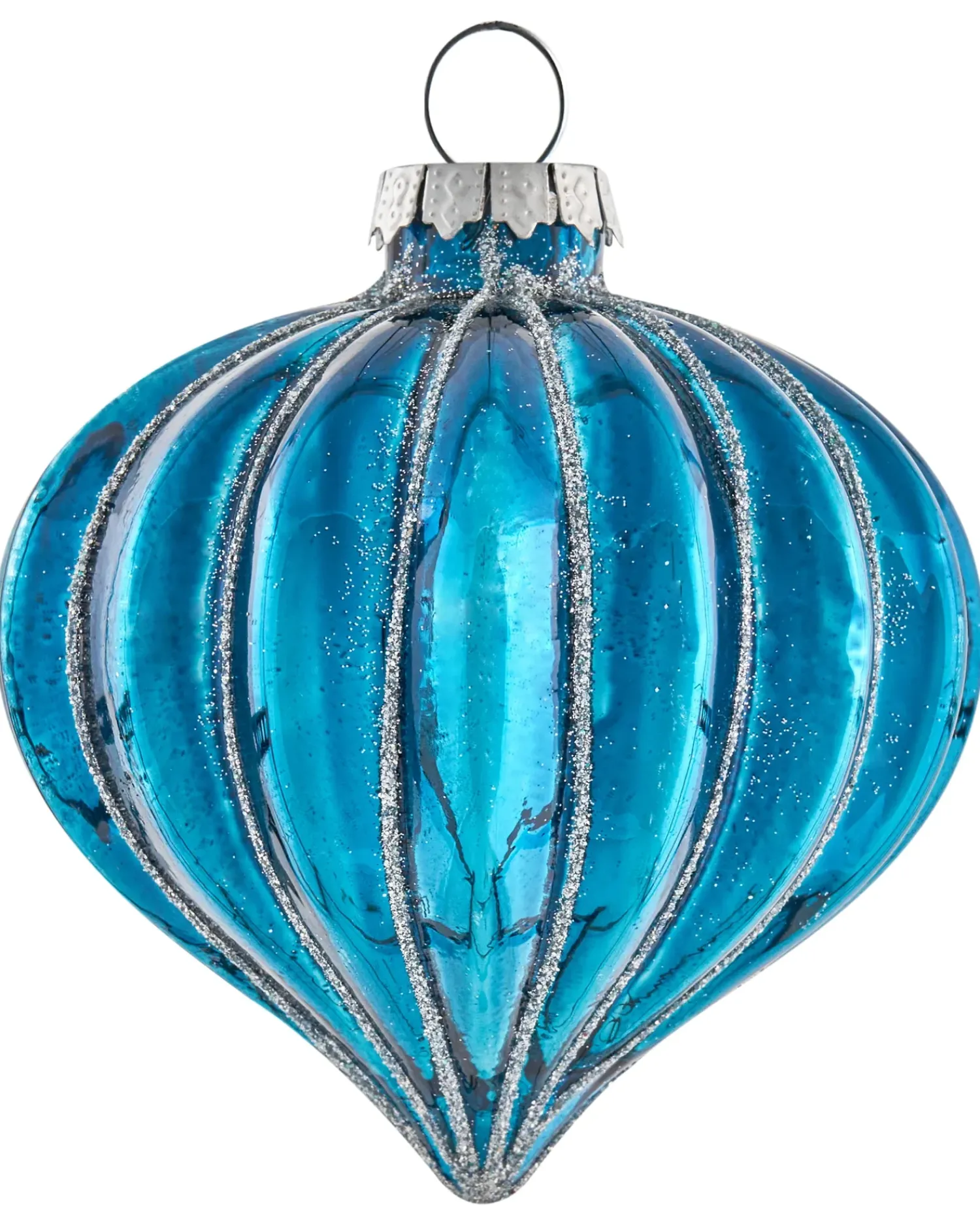 New Beliani Set di 35 palline decorative SNOWFALL Vetro Blu Argento Bianco Blu