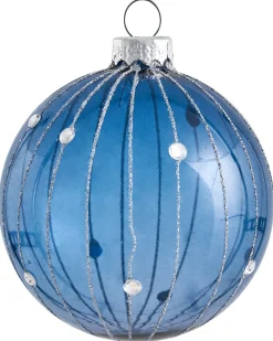 New Beliani Set di 35 palline decorative SNOWFALL Vetro Blu Argento Bianco Blu