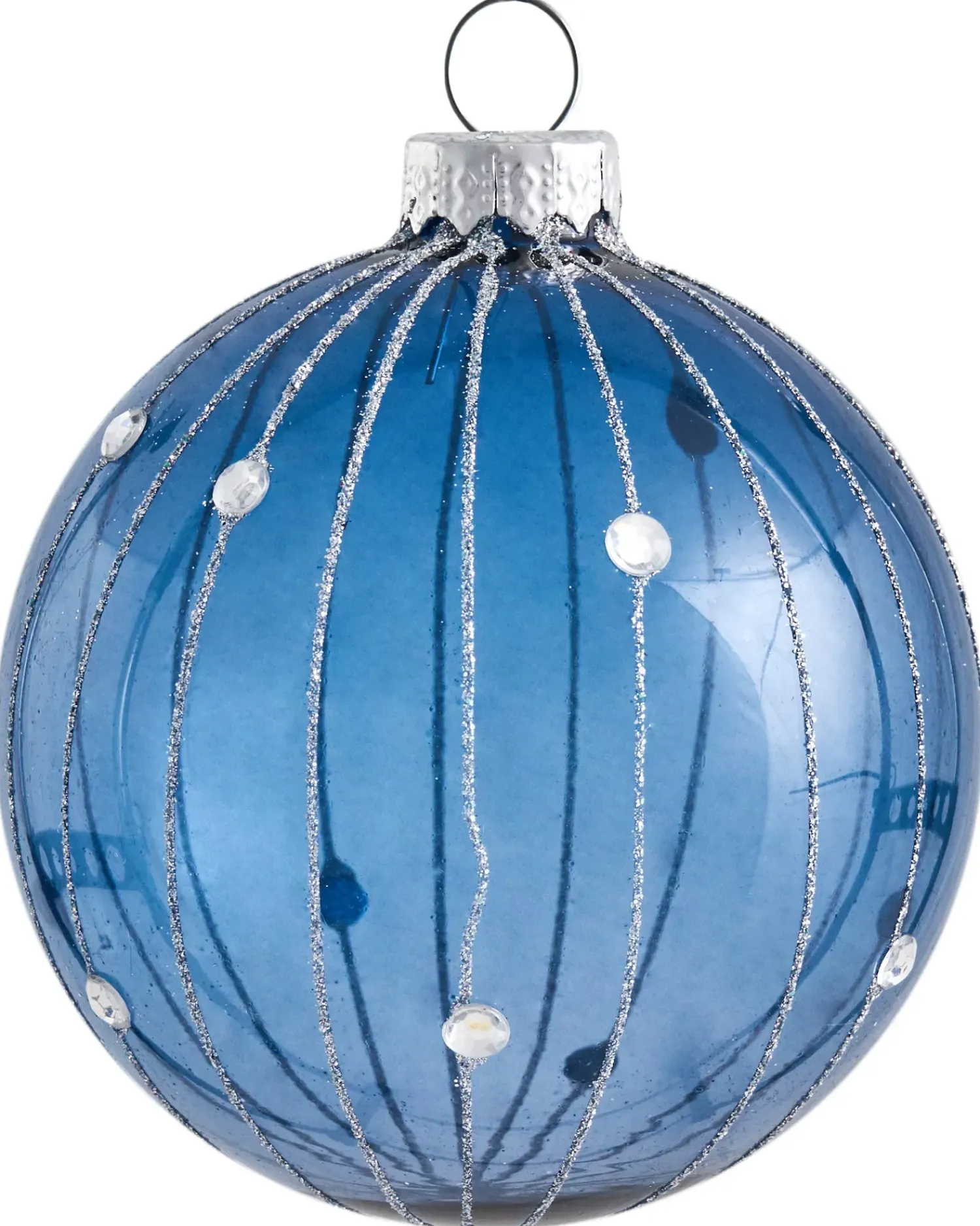 New Beliani Set di 35 palline decorative SNOWFALL Vetro Blu Argento Bianco Blu