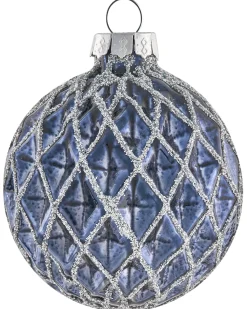 New Beliani Set di 35 palline decorative SNOWFALL Vetro Blu Argento Bianco Blu