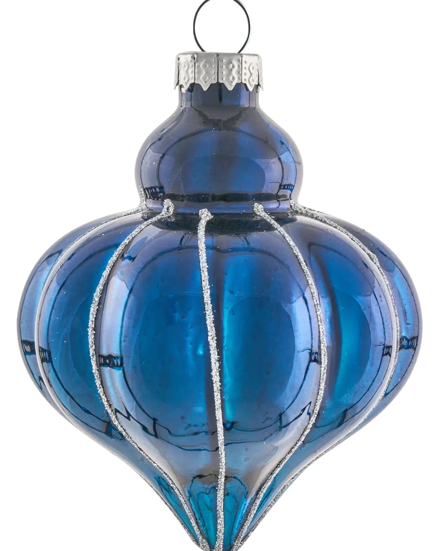 New Beliani Set di 35 palline decorative SNOWFALL Vetro Blu Argento Bianco Blu