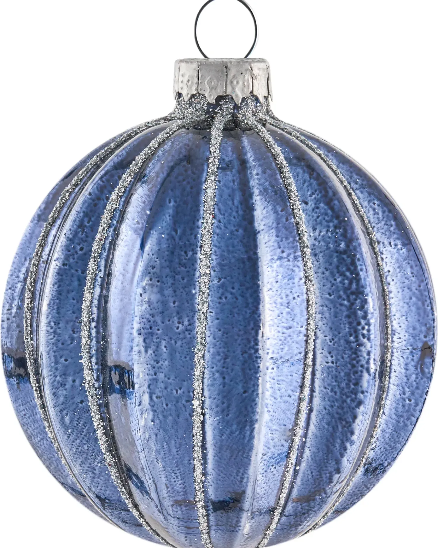 New Beliani Set di 35 palline decorative SNOWFALL Vetro Blu Argento Bianco Blu