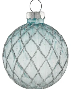 New Beliani Set di 35 palline decorative SNOWFALL Vetro Blu Argento Bianco Blu