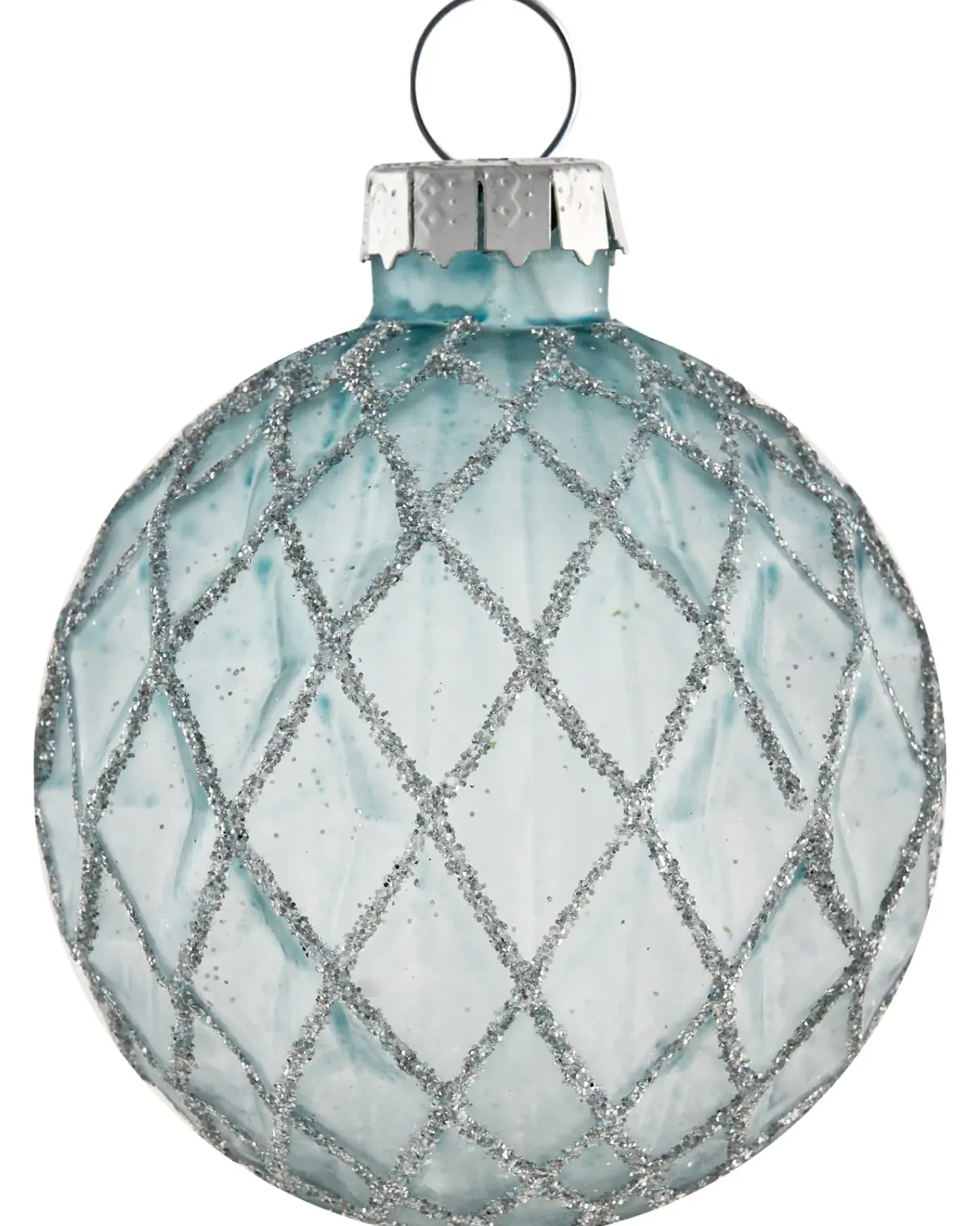 New Beliani Set di 35 palline decorative SNOWFALL Vetro Blu Argento Bianco Blu