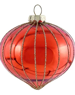Outlet Beliani Set di 50 palline decorative SPARKLE Vetro Rosso/Oro Rosso Oro