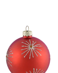 Outlet Beliani Set di 50 palline decorative SPARKLE Vetro Rosso/Oro Rosso Oro