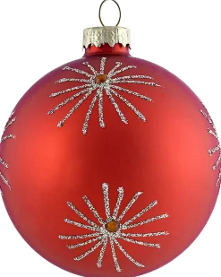 Outlet Beliani Set di 50 palline decorative SPARKLE Vetro Rosso/Oro Rosso Oro