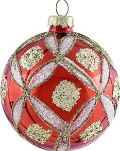 Outlet Beliani Set di 50 palline decorative SPARKLE Vetro Rosso/Oro Rosso Oro