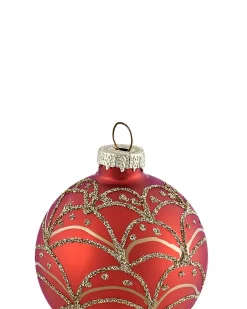 Outlet Beliani Set di 50 palline decorative SPARKLE Vetro Rosso/Oro Rosso Oro