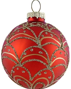 Outlet Beliani Set di 50 palline decorative SPARKLE Vetro Rosso/Oro Rosso Oro