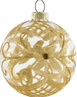 Outlet Beliani Set di 50 palline decorative SPARKLE Vetro Rosso/Oro Rosso Oro