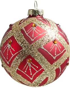 Outlet Beliani Set di 50 palline decorative SPARKLE Vetro Rosso/Oro Rosso Oro