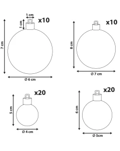 Hot Beliani Set di 60 palline decorative TINNSJA Argento