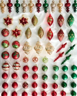 Sale Beliani Set di 70 palline decorative TWINKLE Vetro Rosso/Verde Oro Rosso Verde