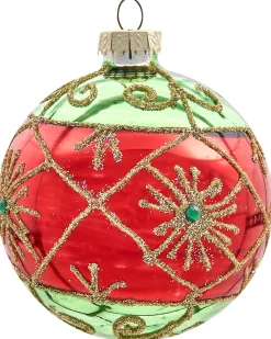 Sale Beliani Set di 70 palline decorative TWINKLE Vetro Rosso/Verde Oro Rosso Verde