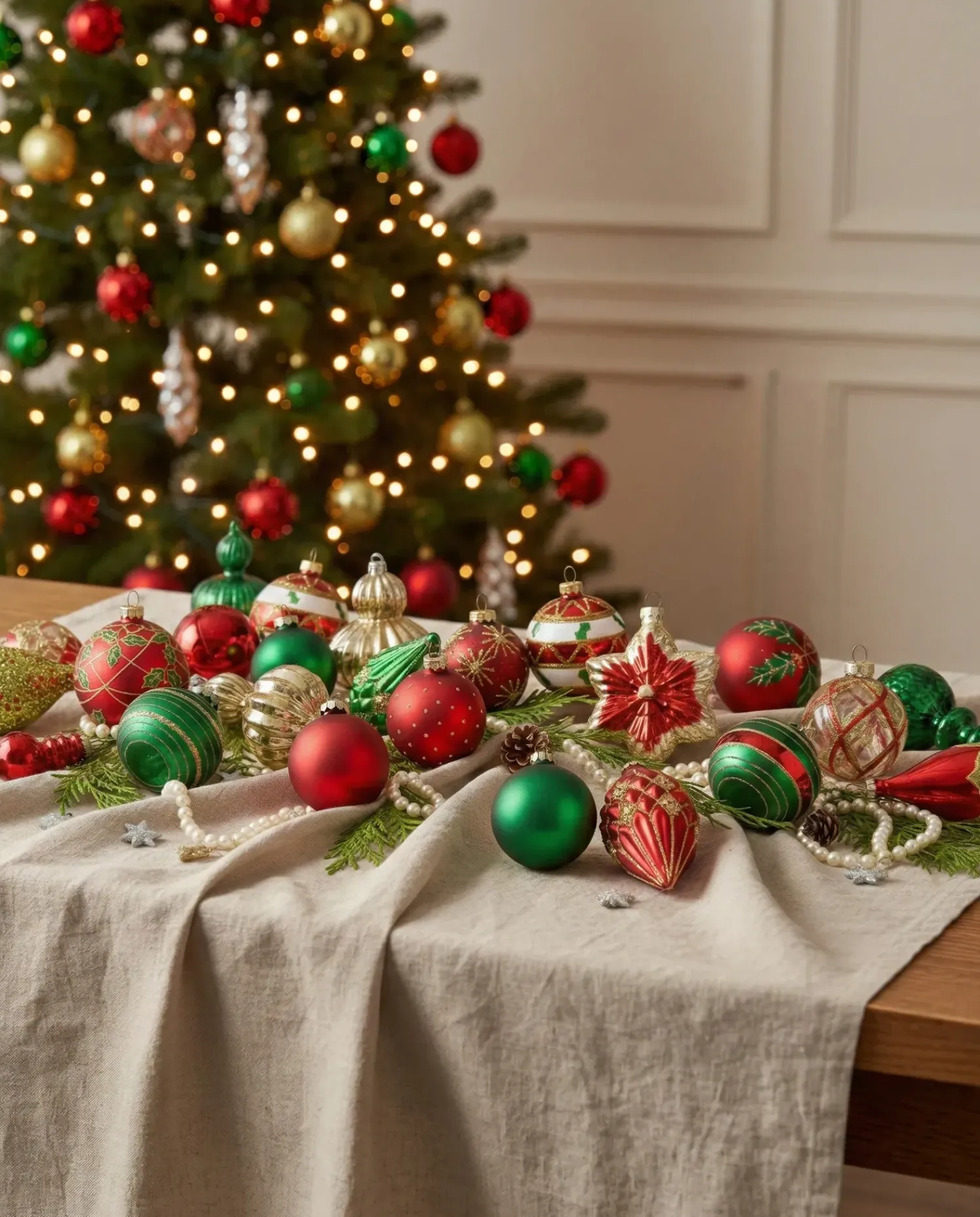 Sale Beliani Set di 70 palline decorative TWINKLE Vetro Rosso/Verde Oro Rosso Verde