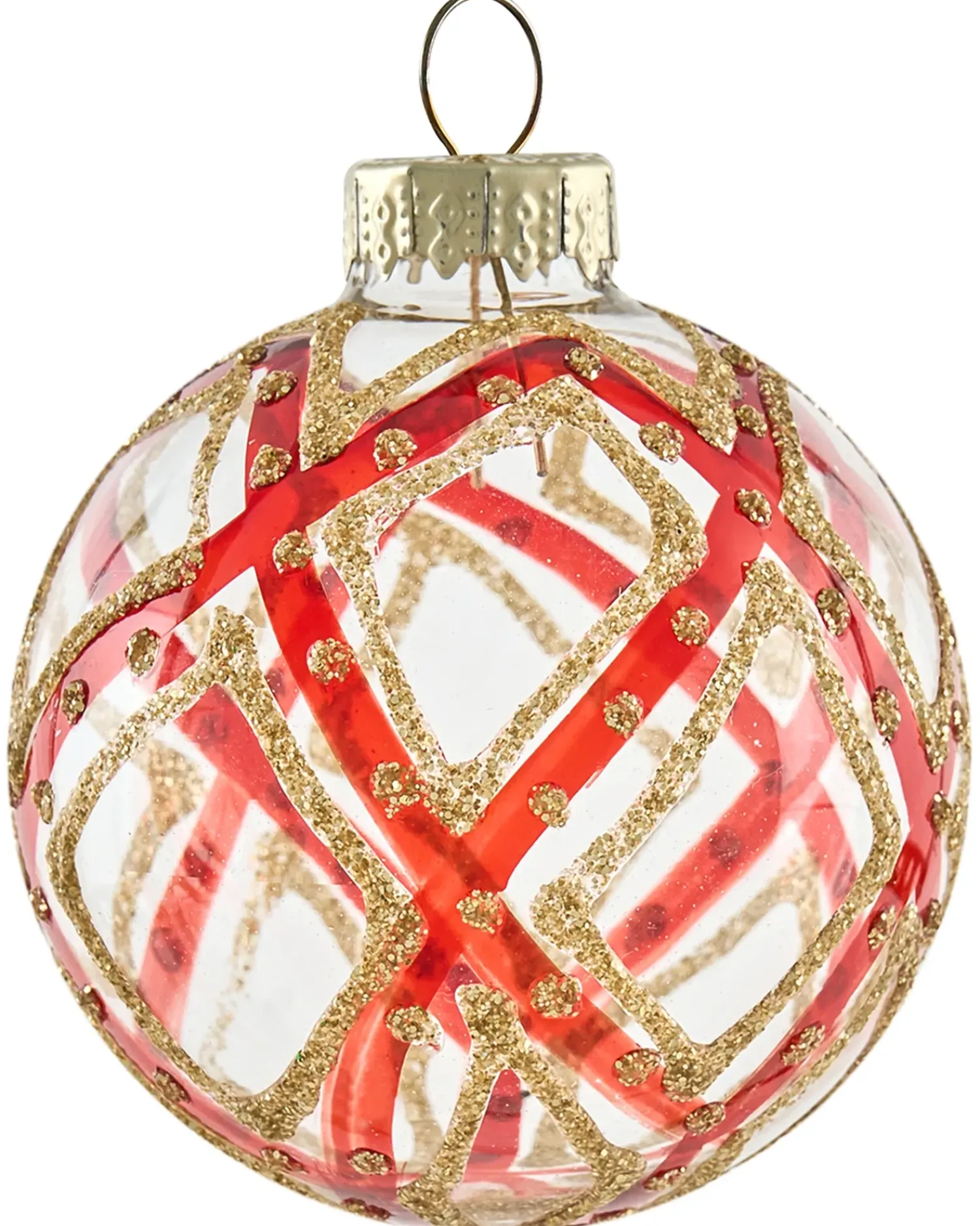 Sale Beliani Set di 70 palline decorative TWINKLE Vetro Rosso/Verde Oro Rosso Verde