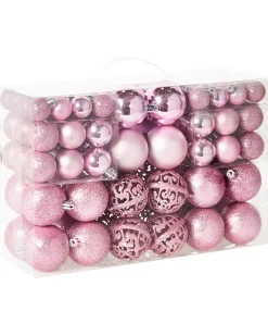 Online Beliani Set di 100 palline decorative VANERN Rosa Rosa Argento