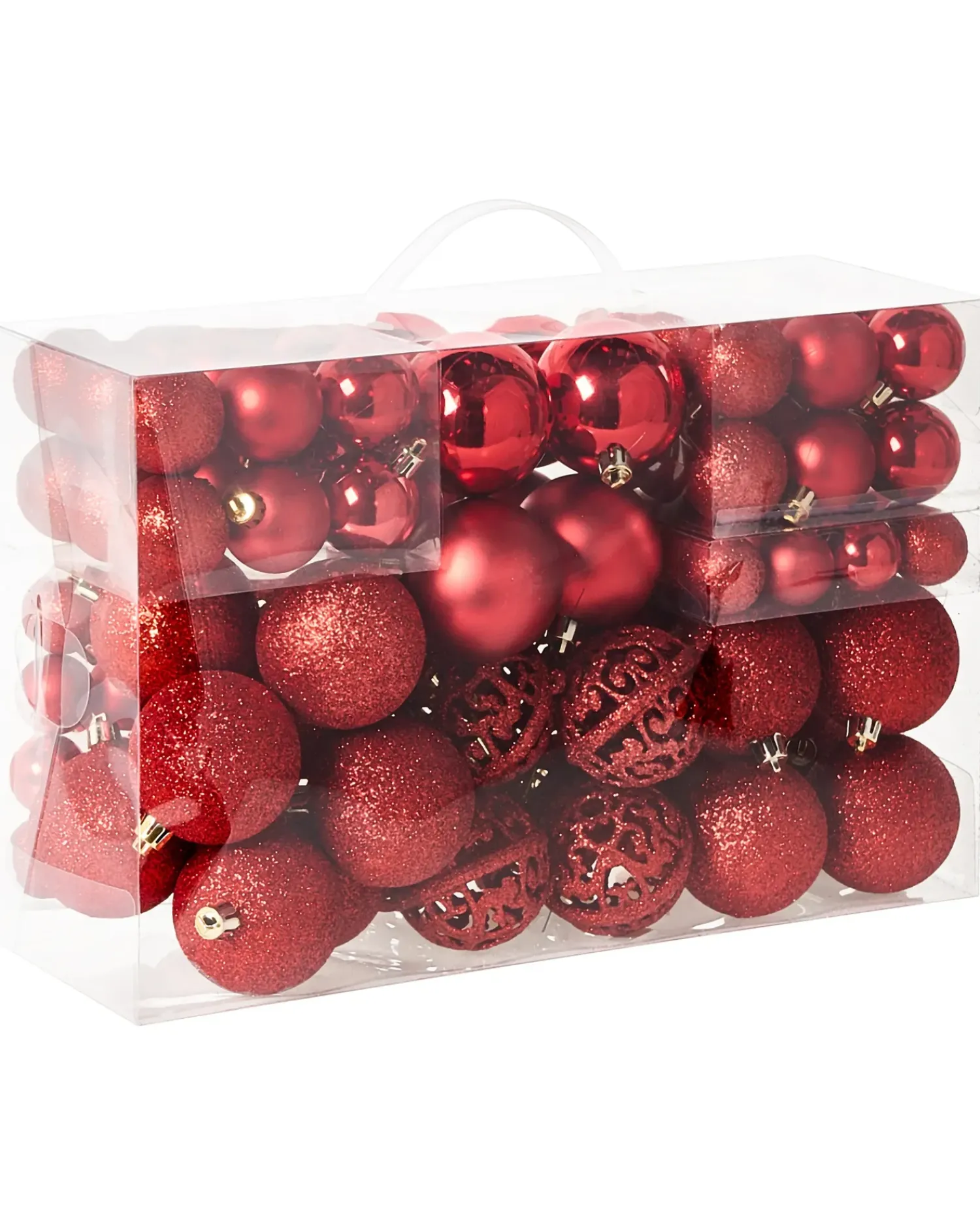 Outlet Beliani Set di 100 palline decorative VANERN Rosso Rosso Oro