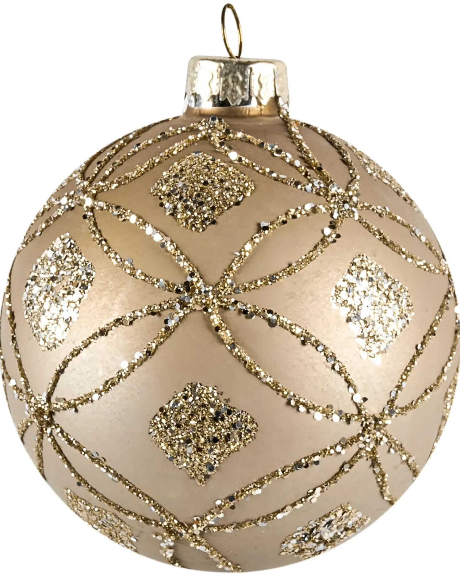 Best Beliani Set di 24 palline decorative WINTERLIGHT Vetro Oro rosa Oro rosa Argento Grigio