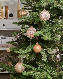 Best Beliani Set di 24 palline decorative WINTERLIGHT Vetro Oro rosa Oro rosa Argento Grigio