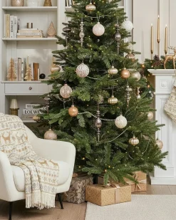Best Beliani Set di 24 palline decorative WINTERLIGHT Vetro Oro rosa Oro rosa Argento Grigio