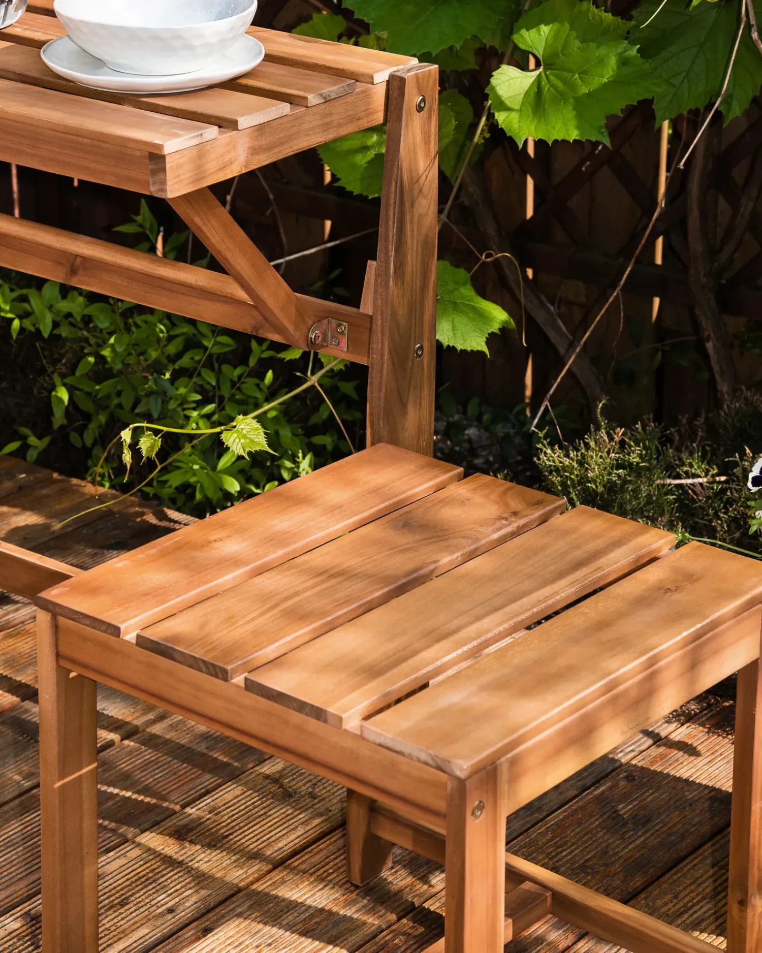 Clearance Beliani Set di panche da giardino bistrot convertibili TUENNO Legno d'acacia Marrone Beige Marrone Grigio