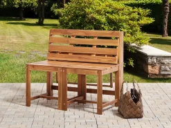 Clearance Beliani Set di panche da giardino bistrot convertibili TUENNO Legno d'acacia Marrone Beige Marrone Grigio