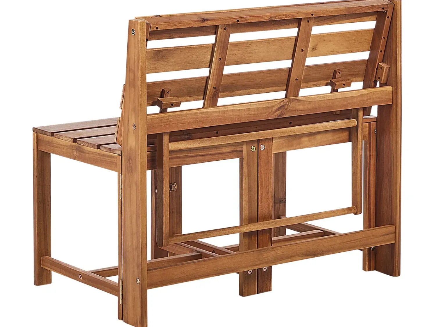 Clearance Beliani Set di panche da giardino bistrot convertibili TUENNO Legno d'acacia Marrone Beige Marrone Grigio