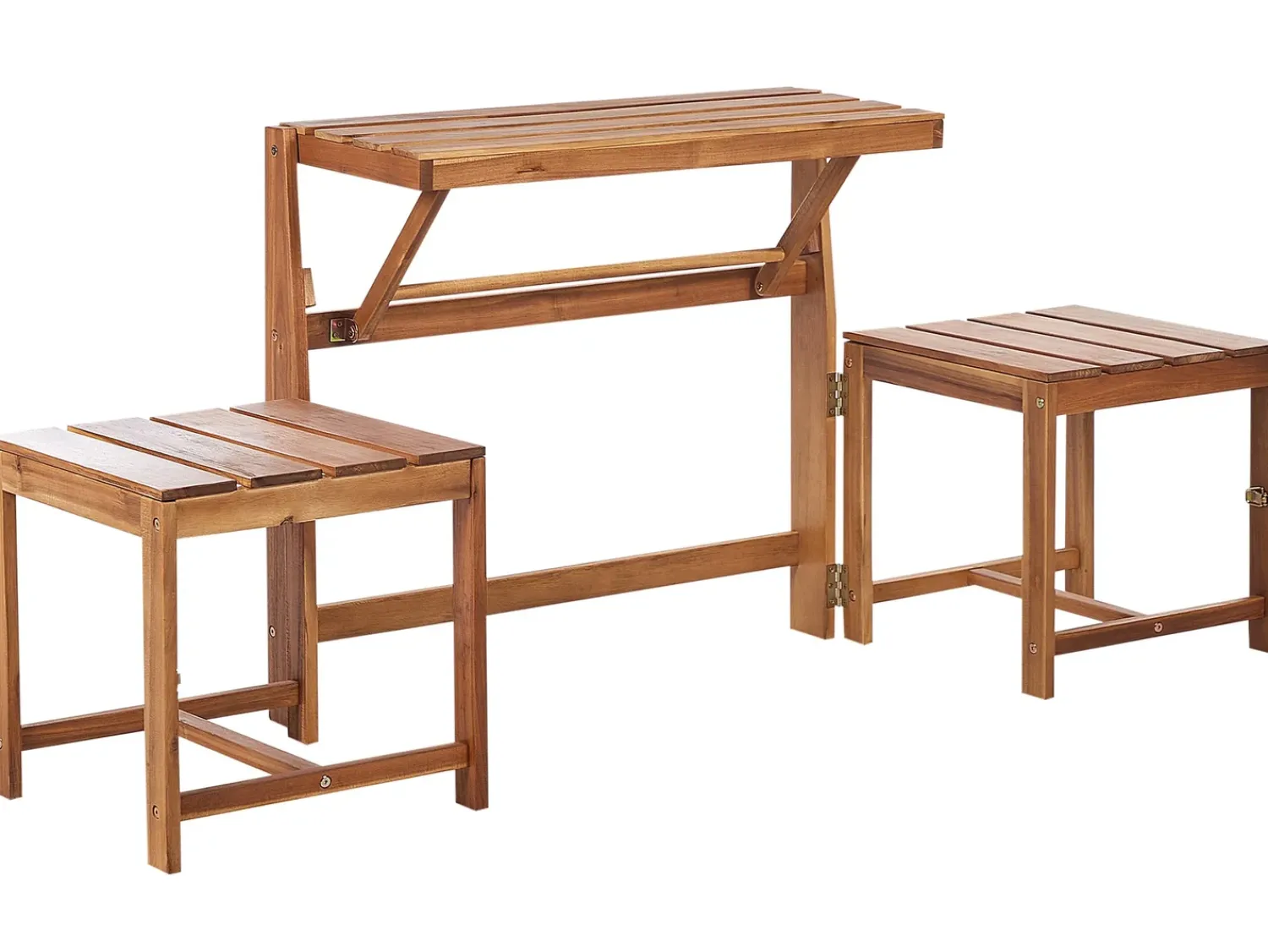 Clearance Beliani Set di panche da giardino bistrot convertibili TUENNO Legno d'acacia Marrone Beige Marrone Grigio