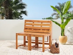 Clearance Beliani Set di panche da giardino bistrot convertibili TUENNO Legno d'acacia Marrone Beige Marrone Grigio