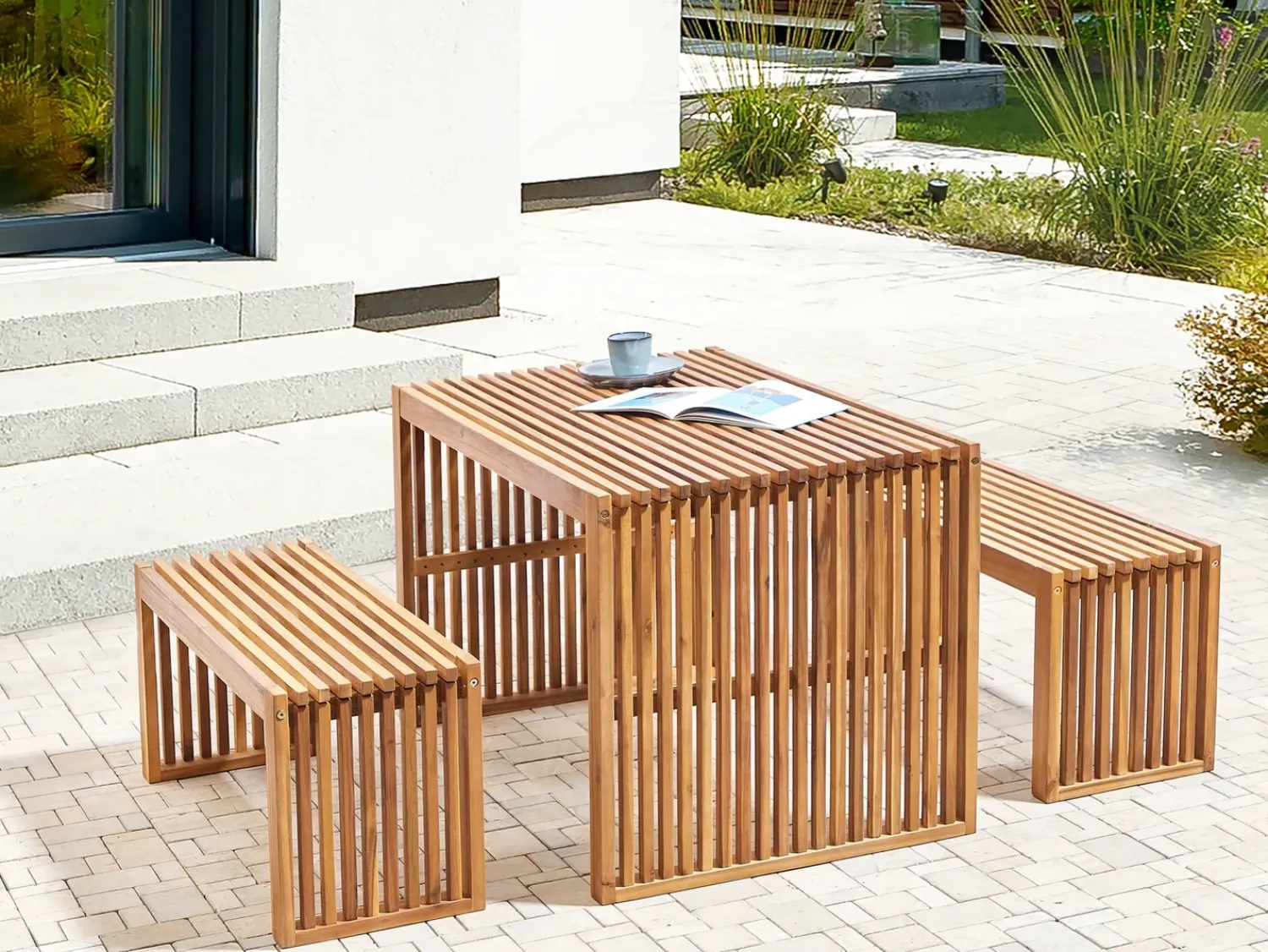 Outlet Beliani SULZANO 150 cm Legno d'acacia Marrone