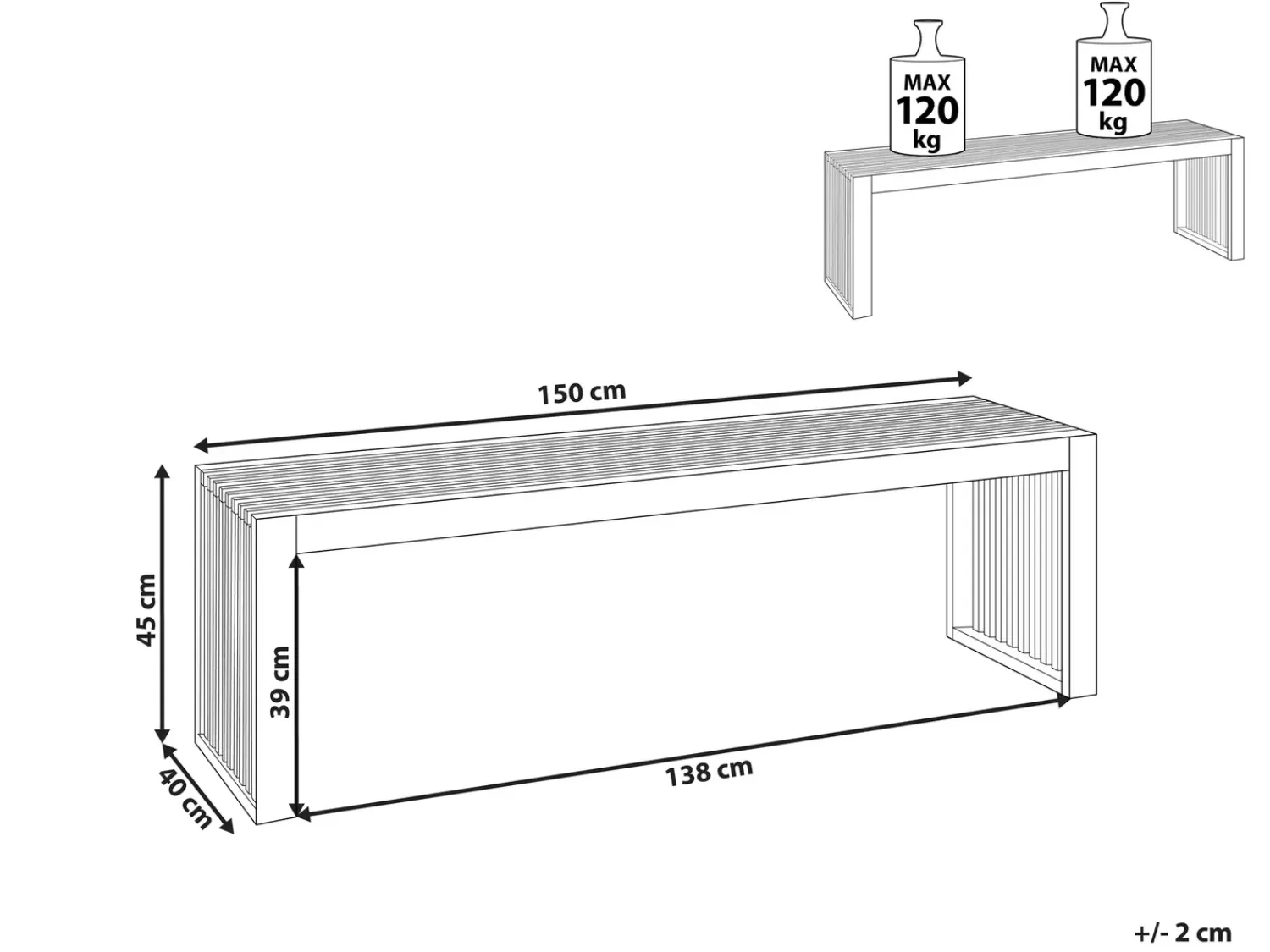 Outlet Beliani SULZANO 150 cm Legno d'acacia Marrone