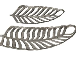 Hot Beliani Set di 2 piattini portaoggetti Foglia AMNISOS Metallo Argento