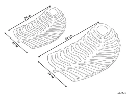 Hot Beliani Set di 2 piattini portaoggetti Foglia AMNISOS Metallo Argento