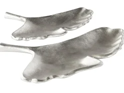 Clearance Beliani Set di 2 piattini portaoggetti Foglia PALENQUE Metallo Argento