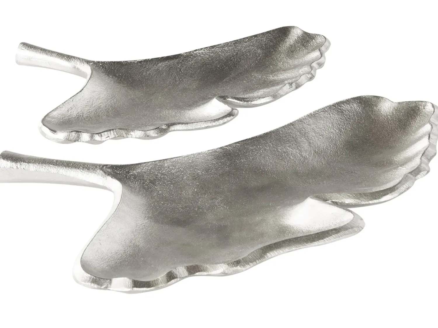 Clearance Beliani Set di 2 piattini portaoggetti Foglia PALENQUE Metallo Argento