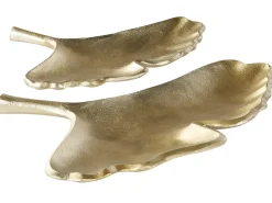 Best Beliani Set di 2 piattini portaoggetti Foglia PALENQUE Metallo Oro