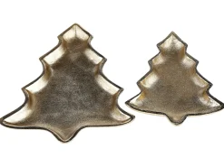 New Beliani Set di 2 piattini portaoggetti Albero di Natale DURIAN Metallo Oro