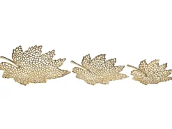 Clearance Beliani Set di 3 piattini portaoggetti Foglia PEMALI Metallo Oro