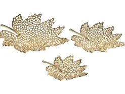 Clearance Beliani Set di 3 piattini portaoggetti Foglia PEMALI Metallo Oro