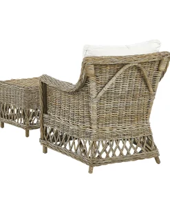 Online Beliani RIBOLLA con poggiapiedi Rattan Naturale Bianco Marrone
