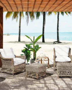 Online Beliani RIBOLLA con poggiapiedi Rattan Naturale Bianco Marrone