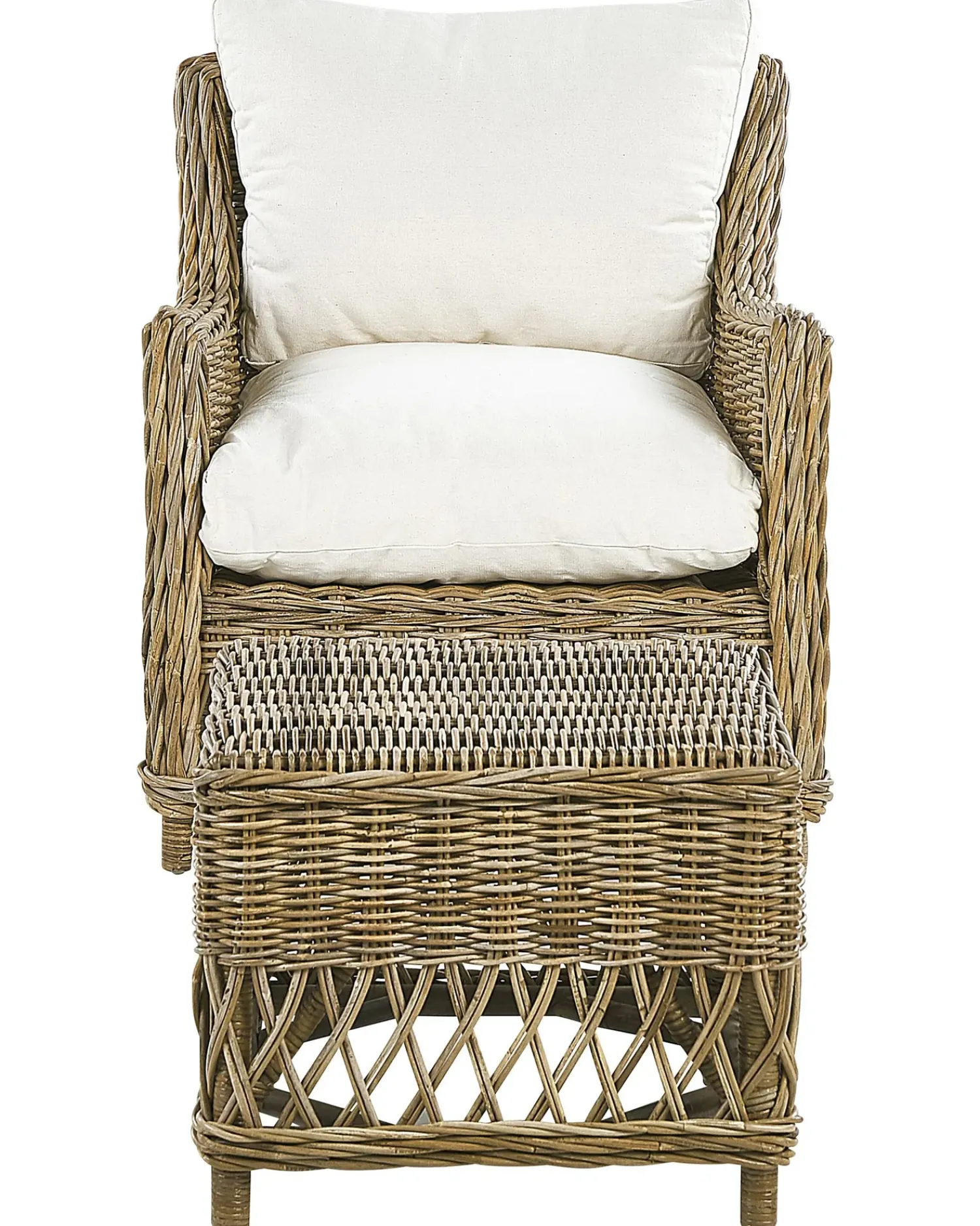 Online Beliani RIBOLLA con poggiapiedi Rattan Naturale Bianco Marrone