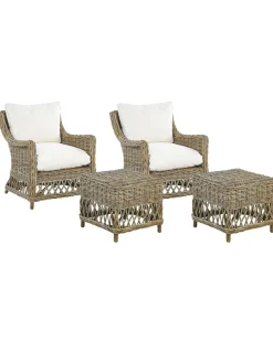 Online Beliani RIBOLLA con poggiapiedi Rattan Naturale Bianco Marrone