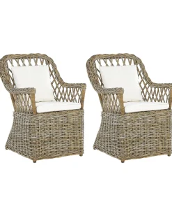 Clearance Beliani MAROS Rattan Naturale Bianco Marrone