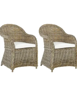 New Beliani SUSUA Rattan Naturale Bianco Marrone